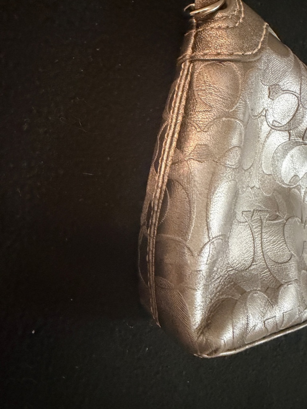 NWT vintage COACH Signature metallic dark silver wristlet clutch - Picture 5 of 7